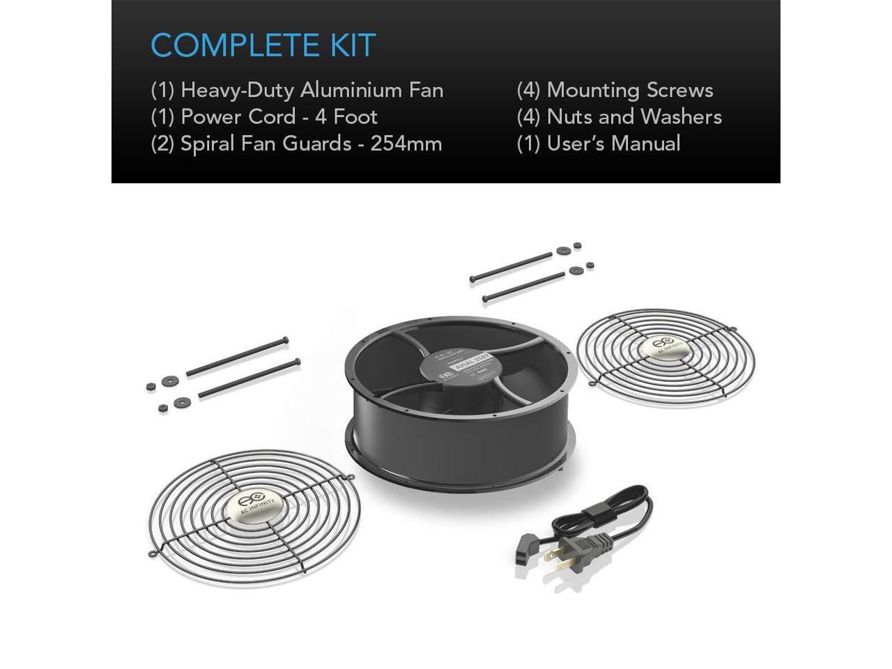 AC Infinity AXIAL 2589, Muffin Fan 10", 120V AC ?254mm x 89mm High Speed, for DIY Cooling