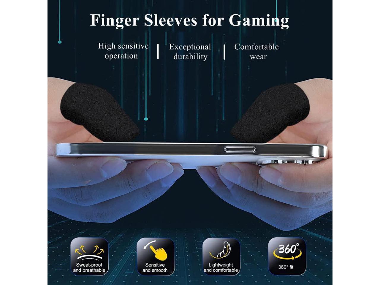 Silver Fiber Blue Stripe Gaming Gloves for Sweaty Hands Finger Sleeves for Mobile Game Controllers PUBG Anti-Sweat Breathable Thumb Finger Sleeve for League of Legend Pack of 2 Rules of Survival 