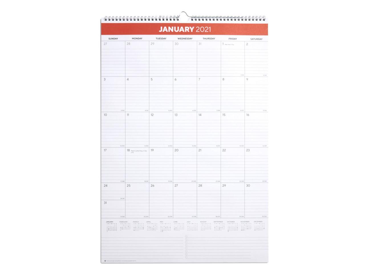 MyOfficeInnovations 2021 22 x 15 Wall Calendar, Red/Black/White - Newegg.com