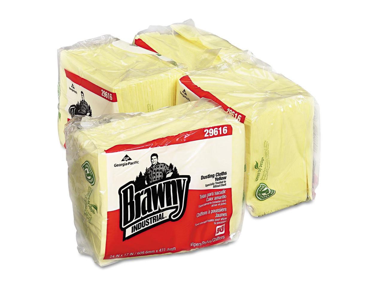 Brawny Dusting Cloths Quarterfold 17 x 24 Yellow 50/Pack 4 Packs/Carton ...