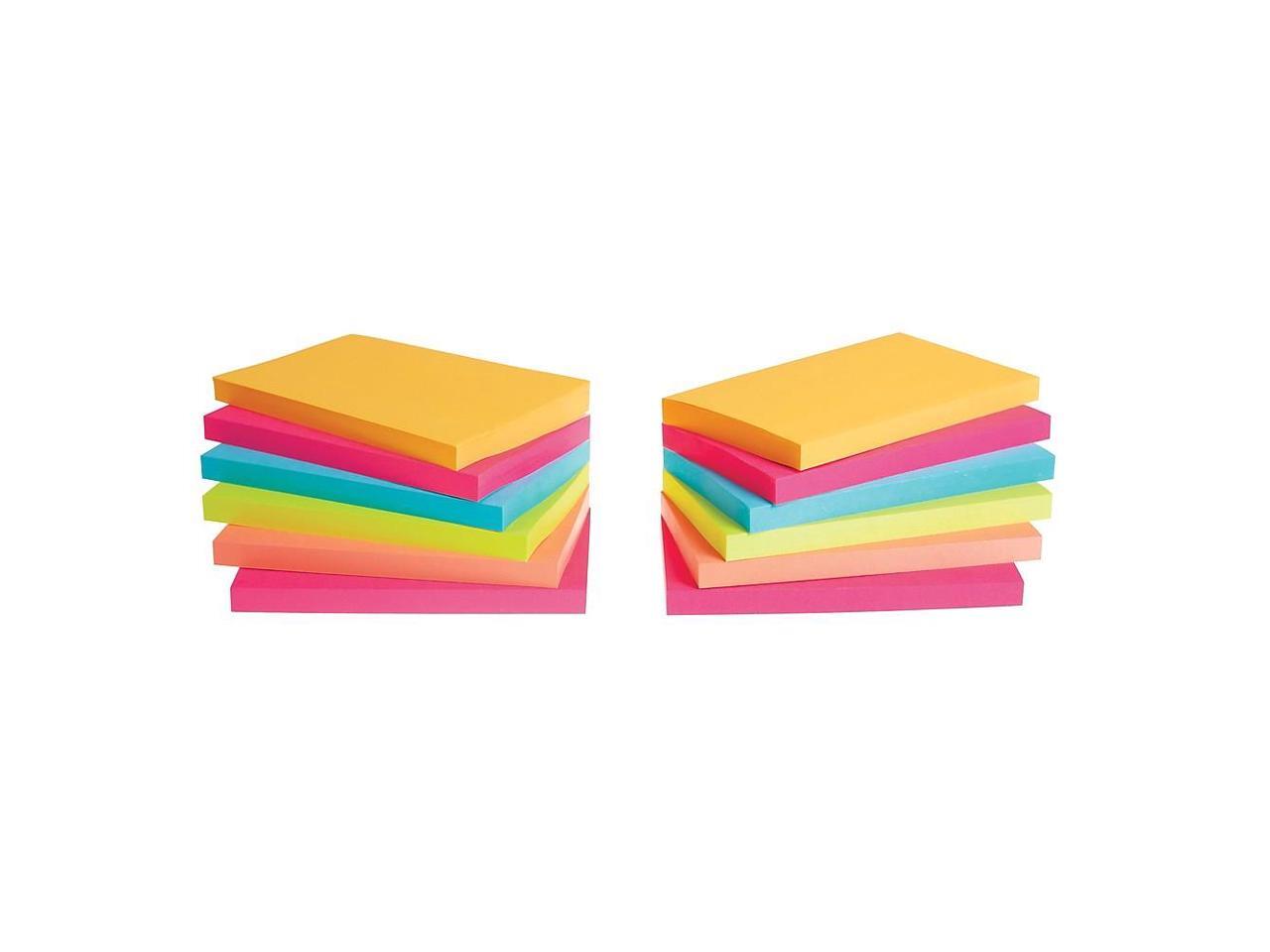 Staples Stickies Standard Notes 3" x 5" Assorted 100 Sh/Pd 12 Pd/Pk S