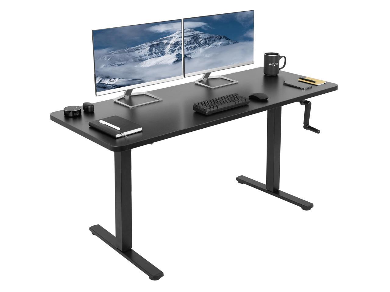 Black Frame VIVO Manual 43” x 24” Stand Up DeskVintage Brown Table Top 