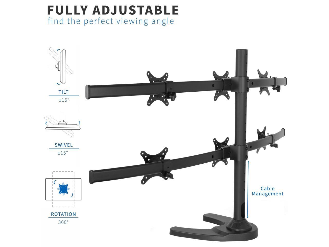 VIVO Hex LCD Monitor Desk Mount Stand Heavy Duty and Fully Adjustable 6 Screens up to 24 inches STAND-V006 