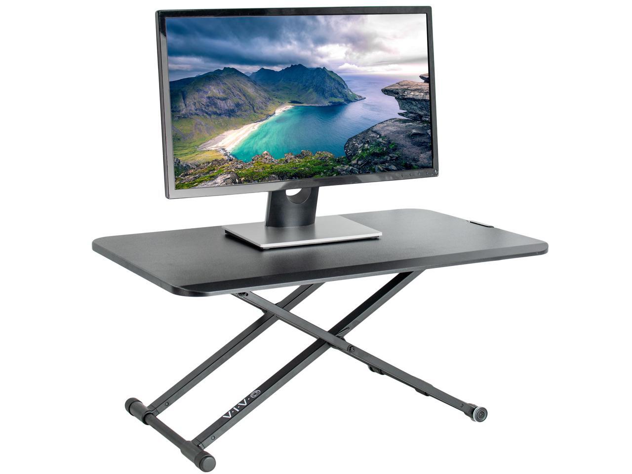 VIVO Small Single Top Height Adjustable 29/" Standing Desk Monitor Riser