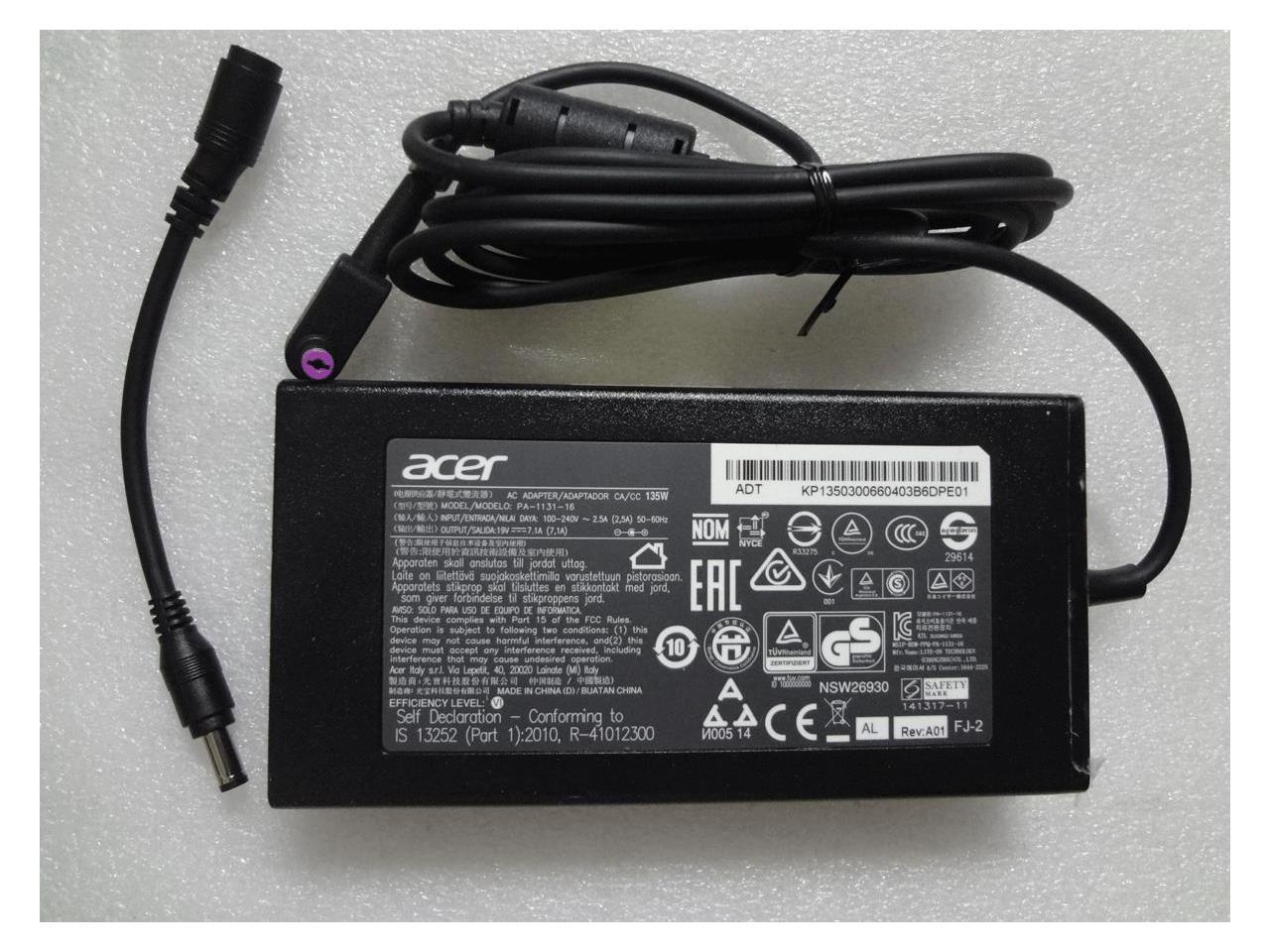 Original OEM Liteon Acer 135W AC Adapter+Cord for Aspire V17 Nitro VN7-791G-7484 