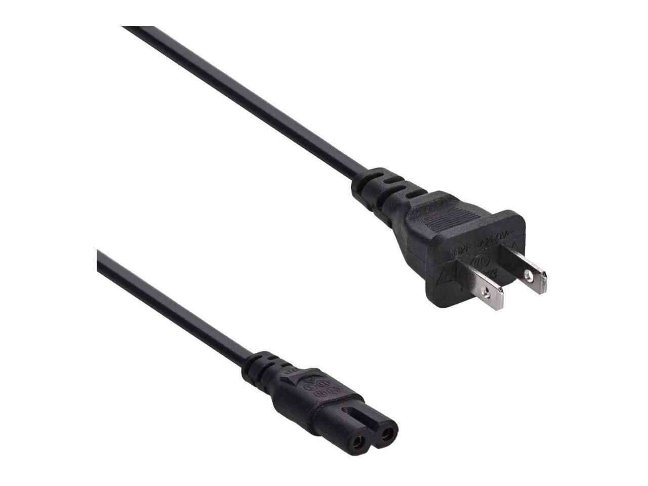 Branded 10ft 18AWG Figure 8 Shape AC Power Cord Cable w/o Polarized Black C-7/1-15P 