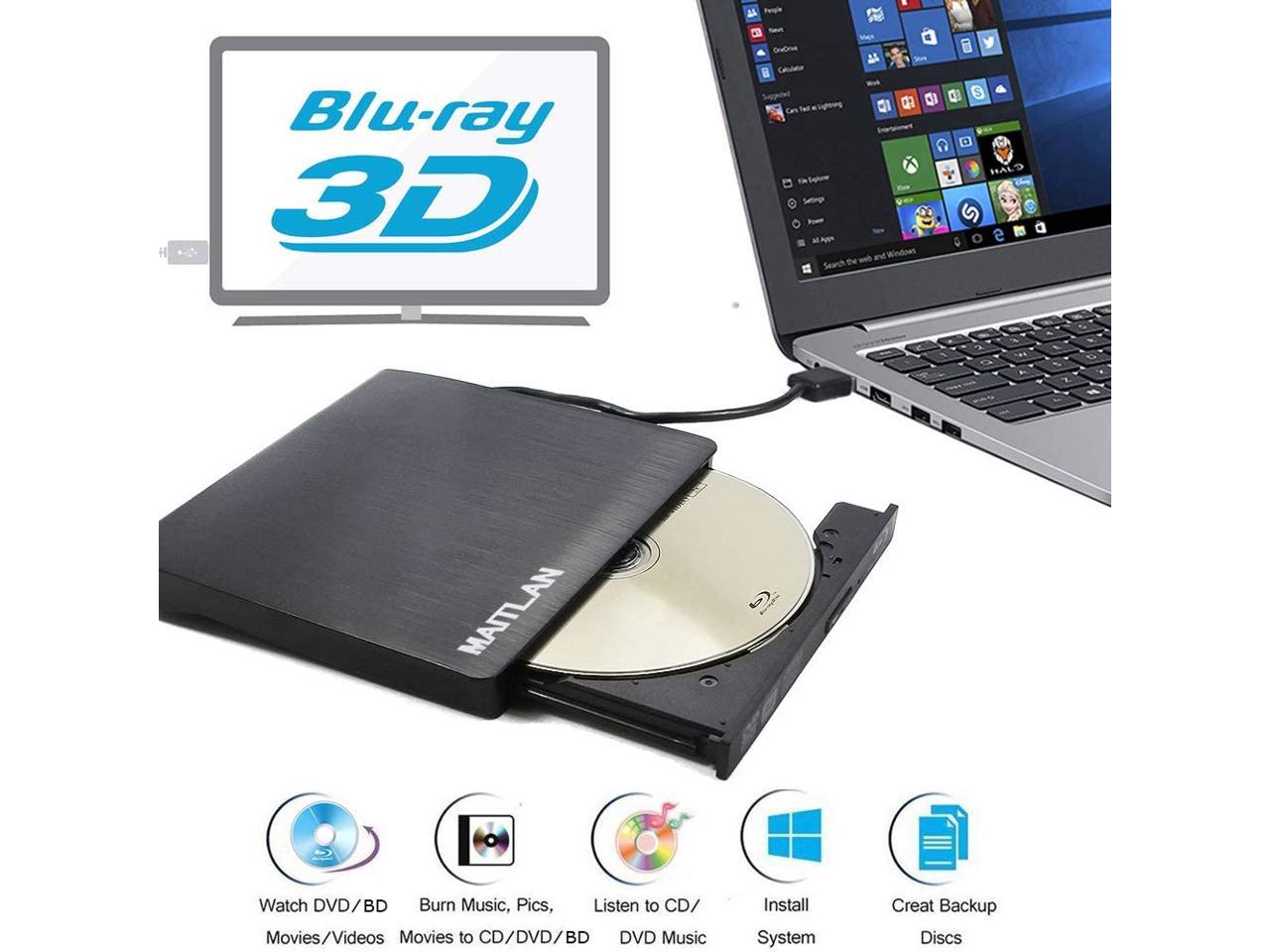 2-in-1 USB-C External 6X Blu-ray Burner Player Drive, for Lenovo 