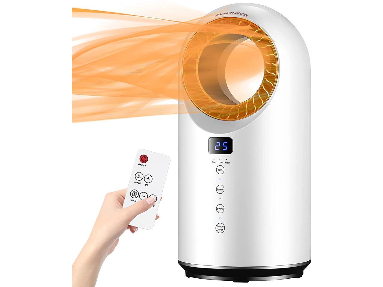 Zlinke Bladeless Space Heater with Thermostat,1500W Ceramic Electric Heater  with Remote and LED Display, 3 Modes 12H Timer Oscillation Overheating,Heat  Up 300 Square Feet For Indoor Use - Newegg.com