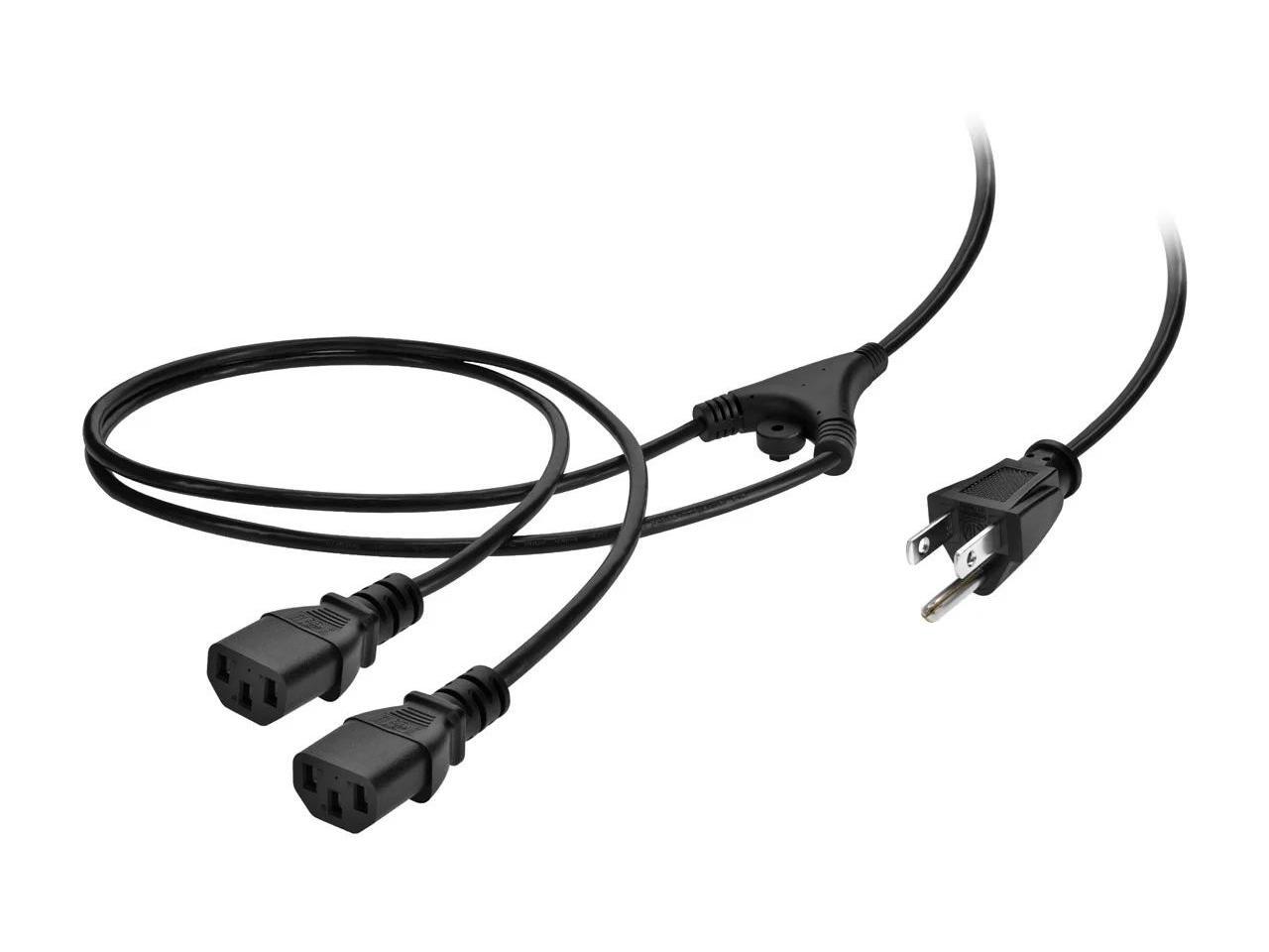 Monoprice 6ft 18AWG Power Extension Cord Splitter Cable 10A (NEMA 515P