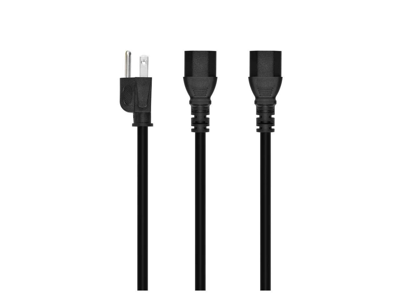 Monoprice 6ft 18AWG Power Extension Cord Splitter Cable 10A (NEMA 515P