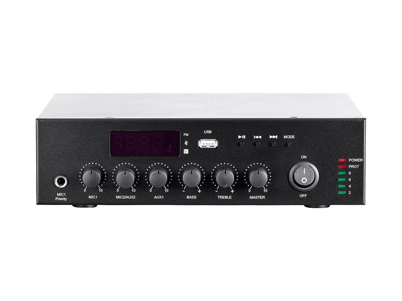 Monoprice Commercial Audio 60W 3ch 100/70V Mixer Amp with Builtin MP3