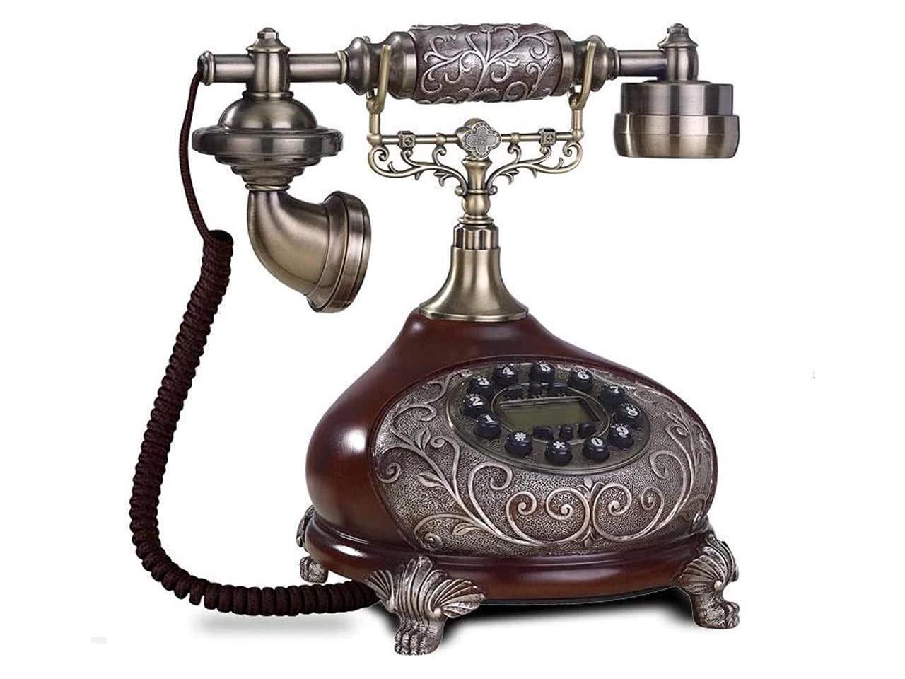 Telephones Sculpture Retro Copper Telephone Wired Home Fixed Telephone Landline Fashion Environmentally Friendly Resin Antique Telephone Retro Phone 