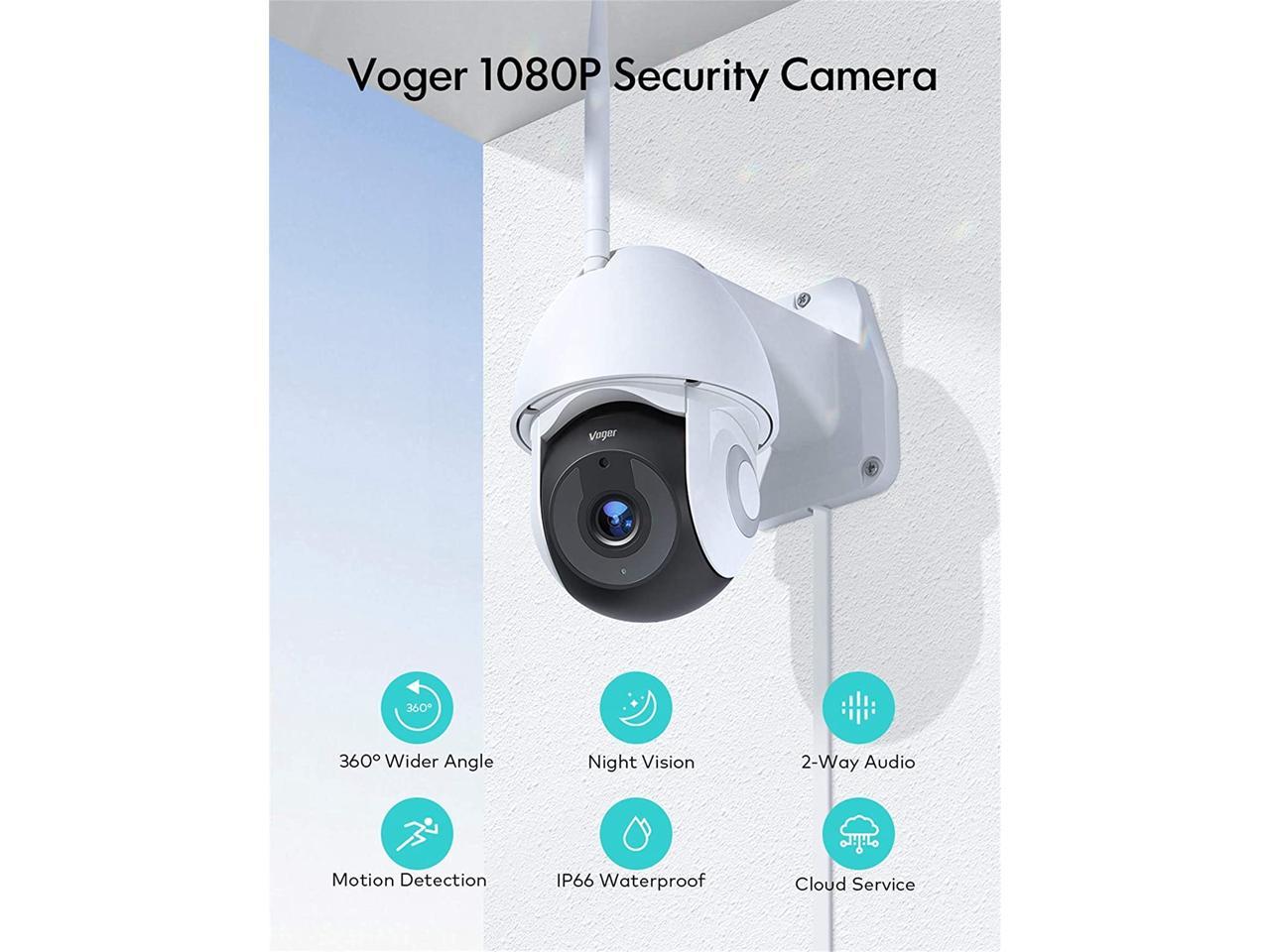 Security Camera Outdoor, Voger 360° View WiFi Home System 