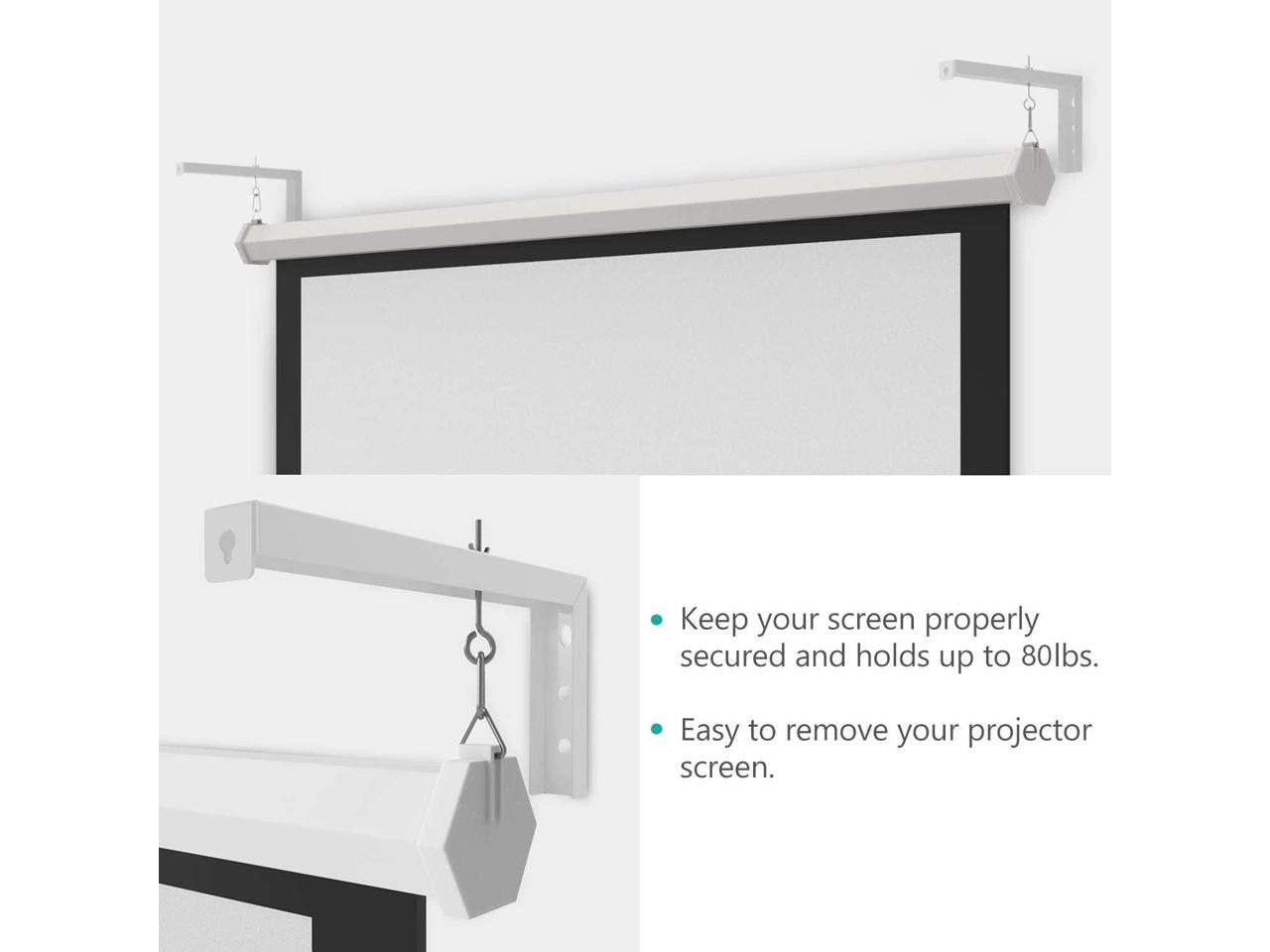 Universal Projector Screen LBracket Wall Hanging Mount 12 inch Adjustable Extension with Hook