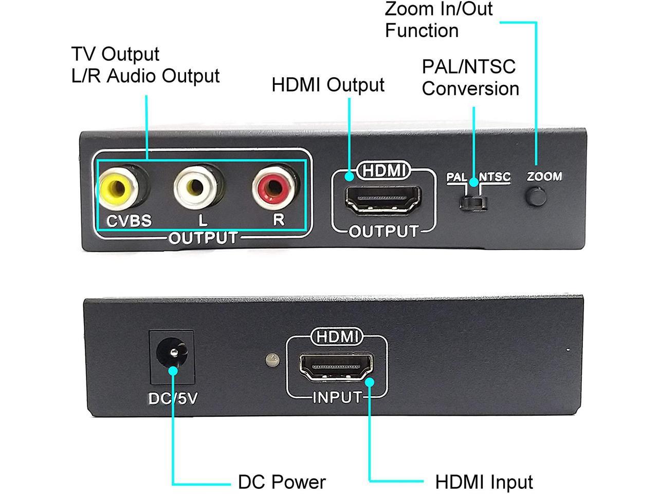 Yotocap Hdmi To Rca And Hdmi + 3rca Cvbs Av Converter Hdmi To Composite 