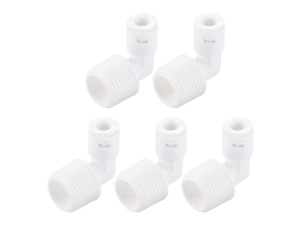 uxcell Quick Union Elbow Connector G1/2 Male Thread to 1/4 L Type Fittings for Reverse Osmosis Water Filtration 36x34mm White 10Pcs 