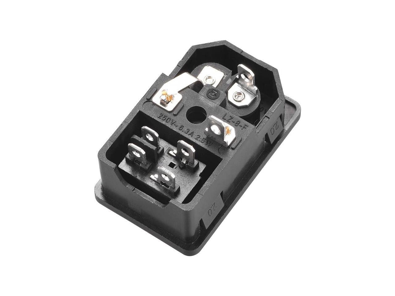 C8-8 Plug Adapter 250V 10A 2P IEC Inlet Socket w 2P Fuse Switch 2pcs