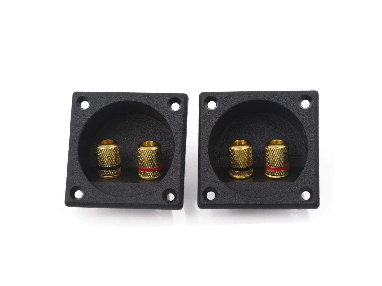 2PCS Square Audio Speaker Spring Binding Post Daul Terminal Box