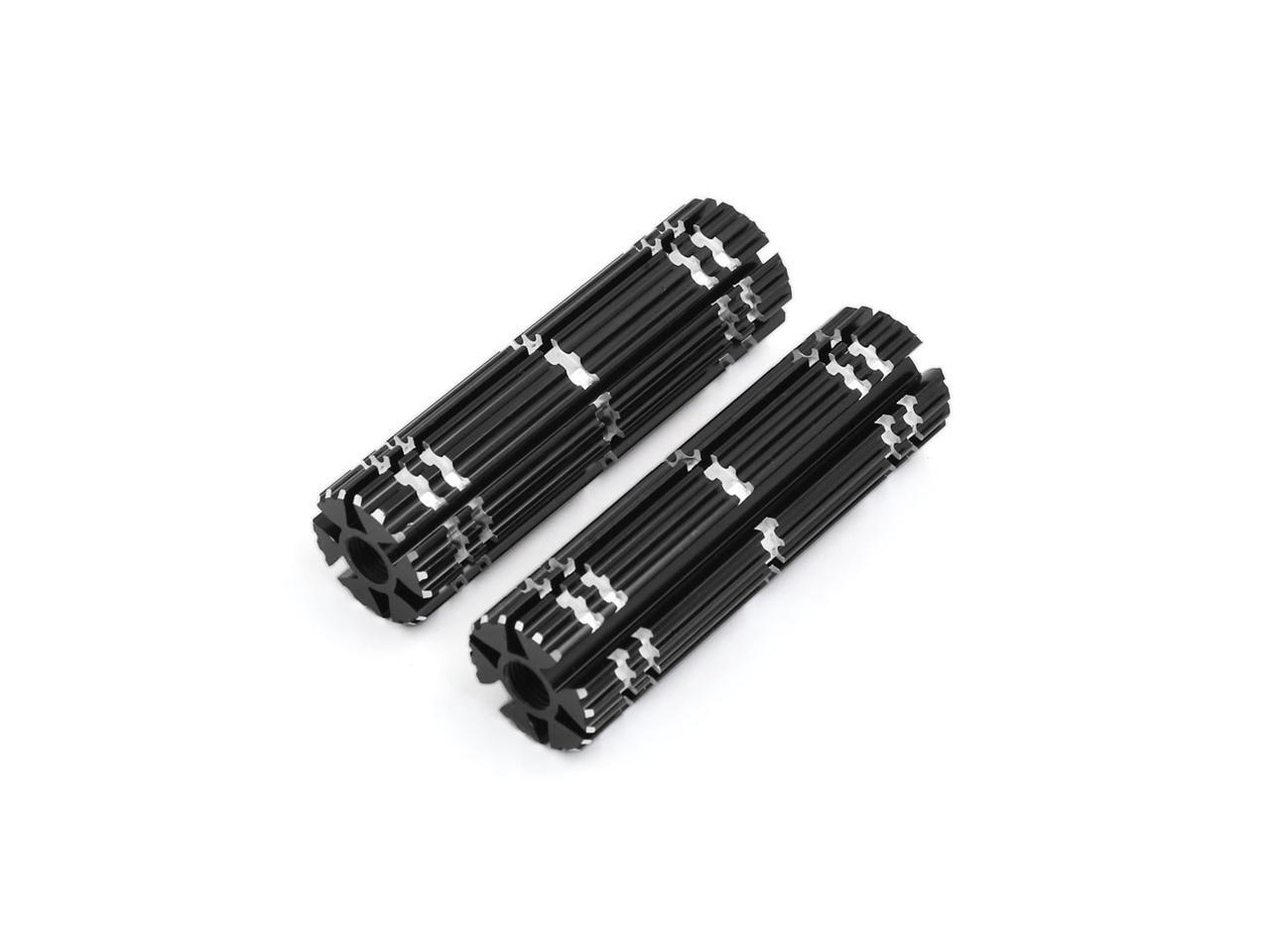 2 Pcs Aluminum Alloy Stripe Cylinder for BMX Bicycle Axle Rear Foot Pegs Black