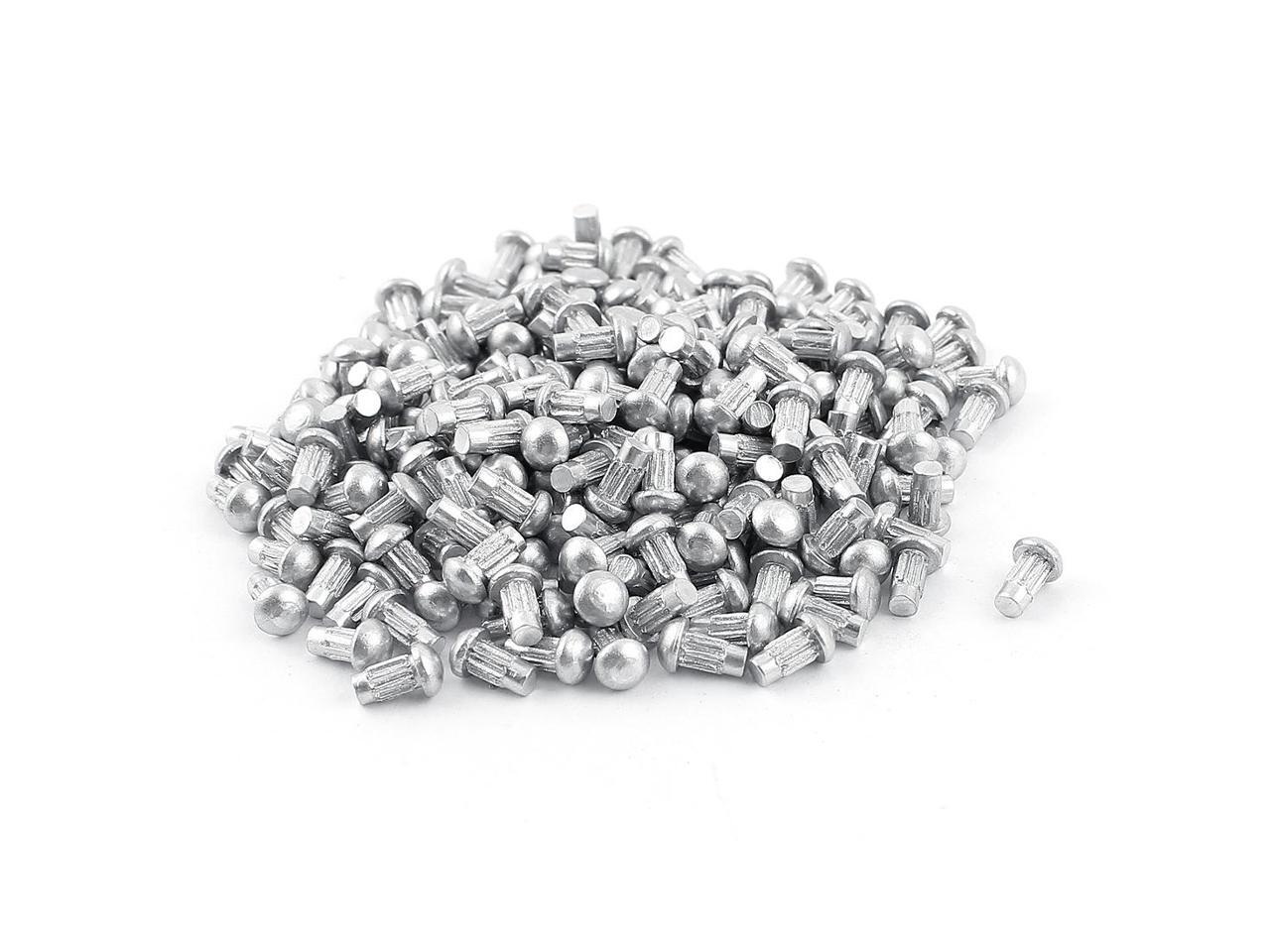 200 Pcs 3/32" x 13/64" Aluminium Round Head Solid Rivets Knurled Shanks
