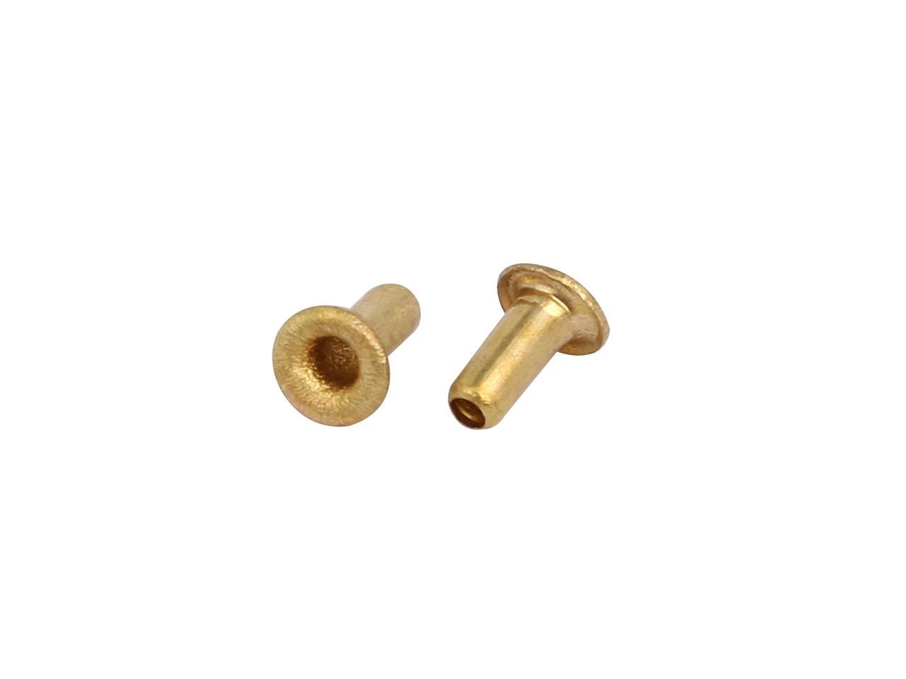 500pcs M1.5x3mm Brass Plated Metal Hollow Eyelets Rivets Gold Tone 