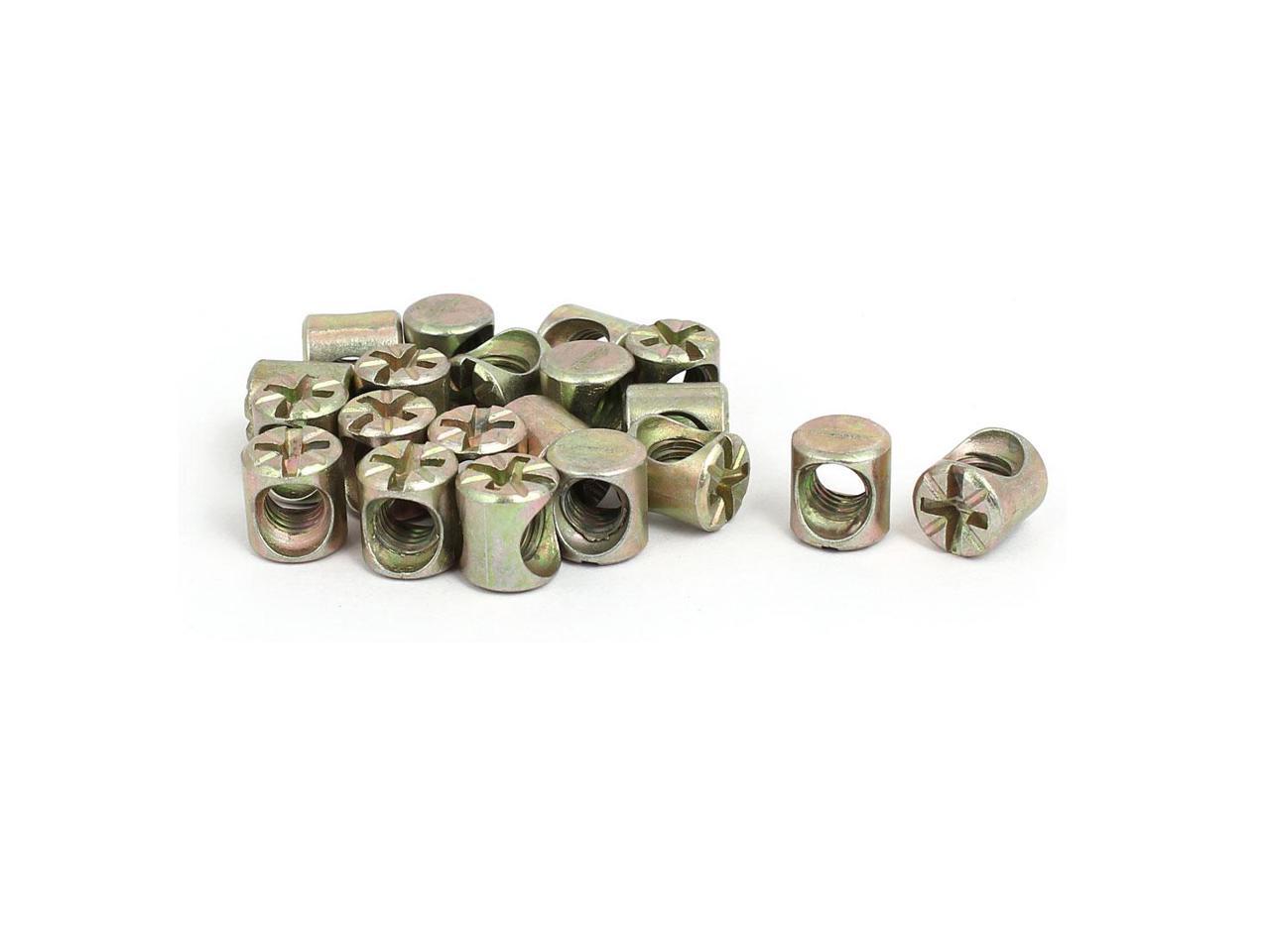 10 Pcs M6 Metal Cross Head Dowel Barrel Nuts Chair Bed Cot Bolts 10mm 8A3