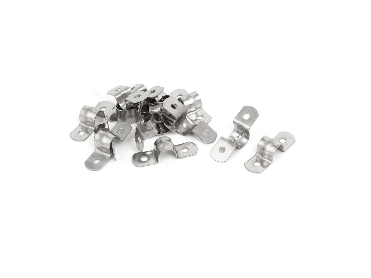 Aexit M10 304 Clamps Stainless Steel Two Hole Pipe Straps Tension Tube Clip C-Clamps Clamp 15pcs 