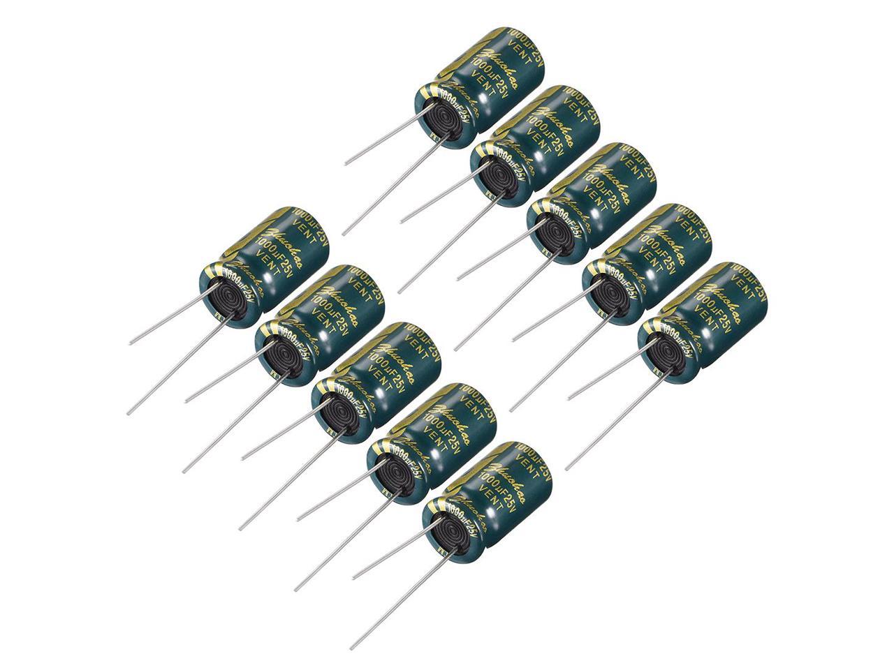 uxcell Aluminum Radial Electrolytic Capacitor Low ESR Green with 1000UF 10V 105 Celsius Life 3000H 8 x 12 mm High Ripple Current,Low Impedance 35pcs 