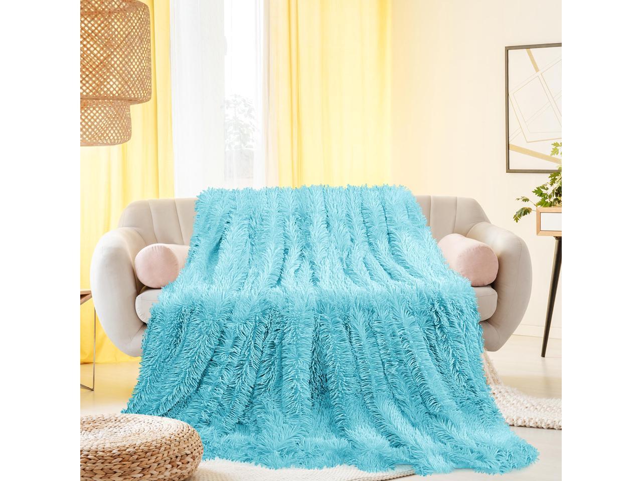 Solid Faux Fur Queen Size Blanket 78" x 90" - Decorative Long Shaggy