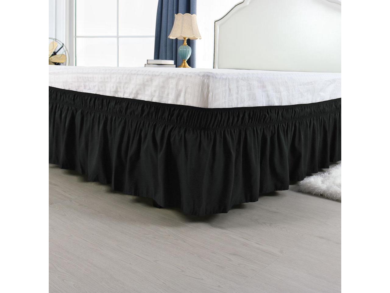 PiccoCasa Detachable Bed Skirt Wrap Around Three Fabric Sides Elastic