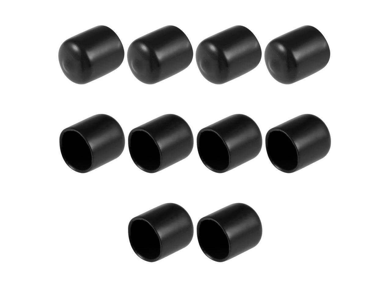 Screw Thread Protector, 15mm ID Round End Cap Cover Flexible Black Tube ...