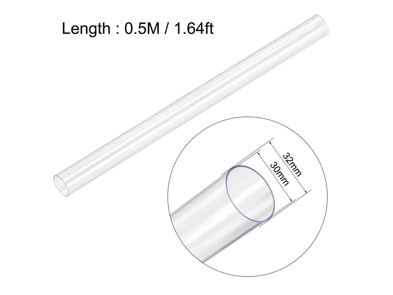 PVC Rigid Round Tubing,Clear,30mm ID x 32mm OD,0.5M/1.64Ft Length