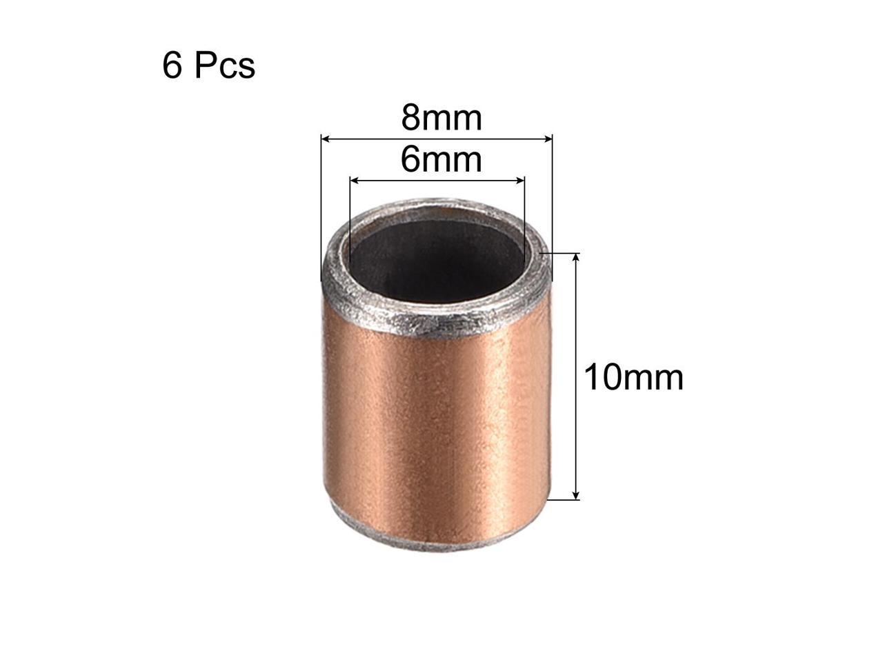 uxcell Sleeve Bearing 6mm Bore x 8mm OD x 4mm Length Plain Bearings Wrapped Oilless Bushings Pack of 10