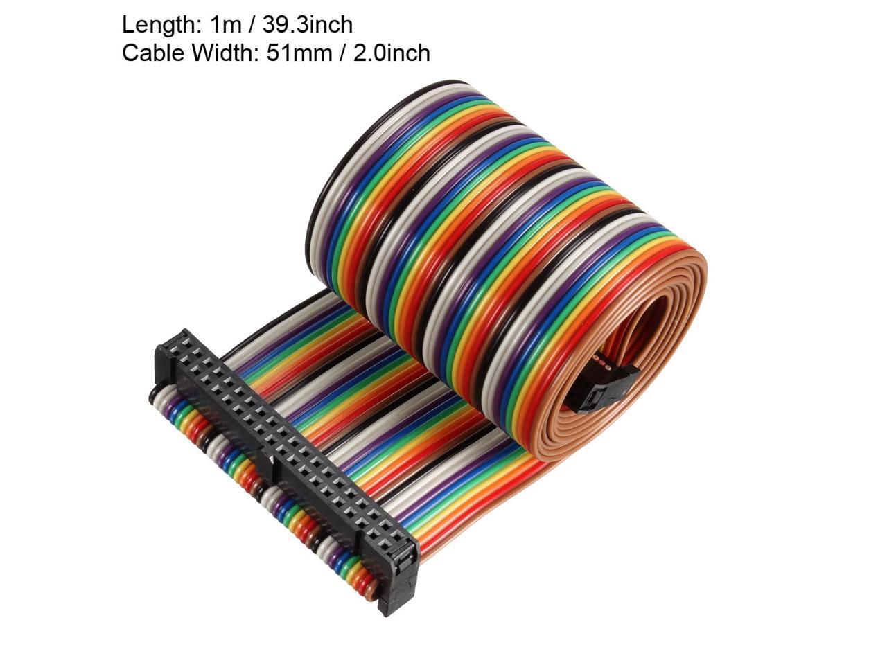 IDC Rainbow Wire Flat Ribbon Cable 40P FC//FD Connector 2.54mm Pitch 0.5m Length