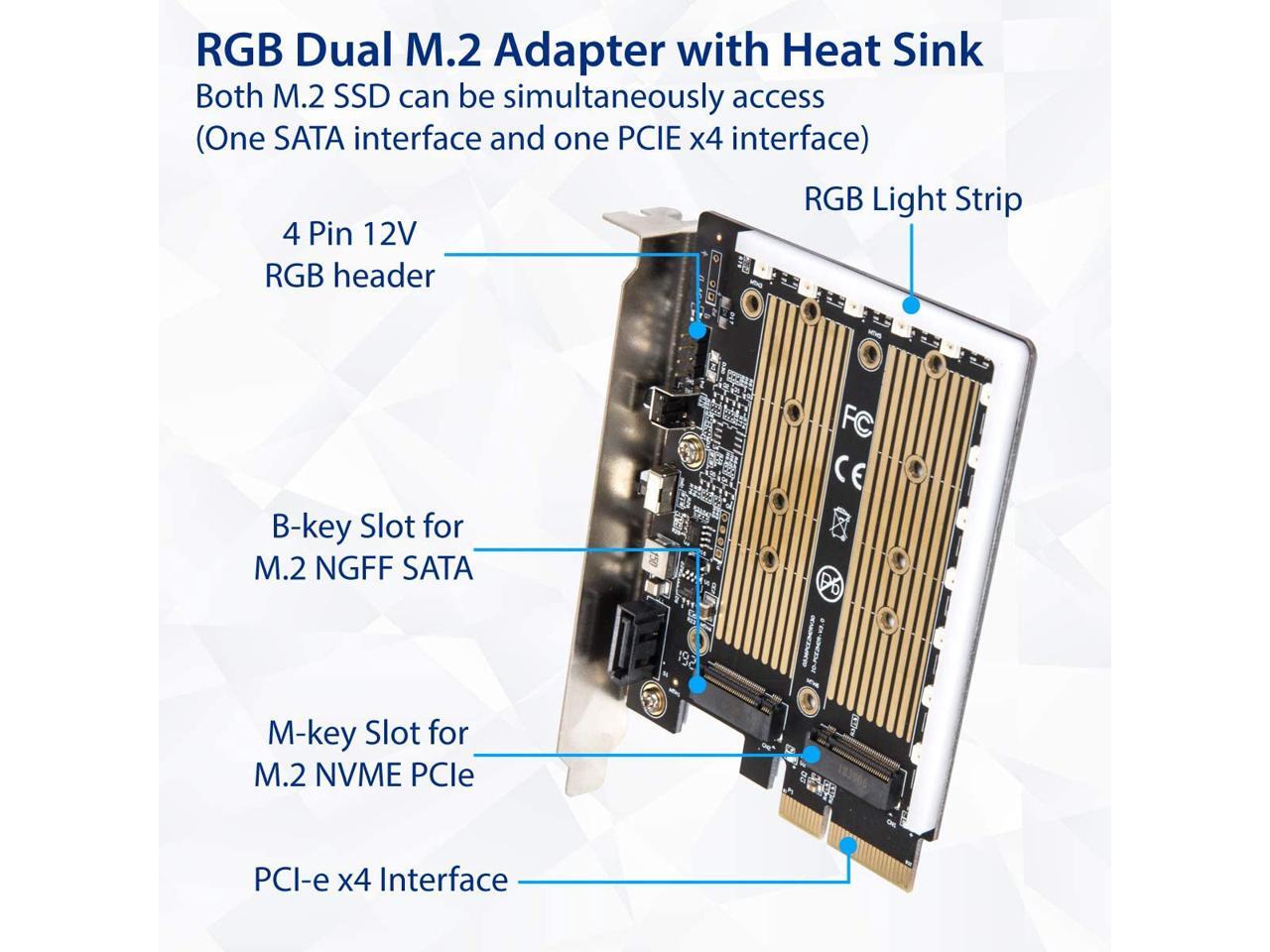I o crest dual m 2 sata and pcie nvme ssd to pcie x4 adapter card with
