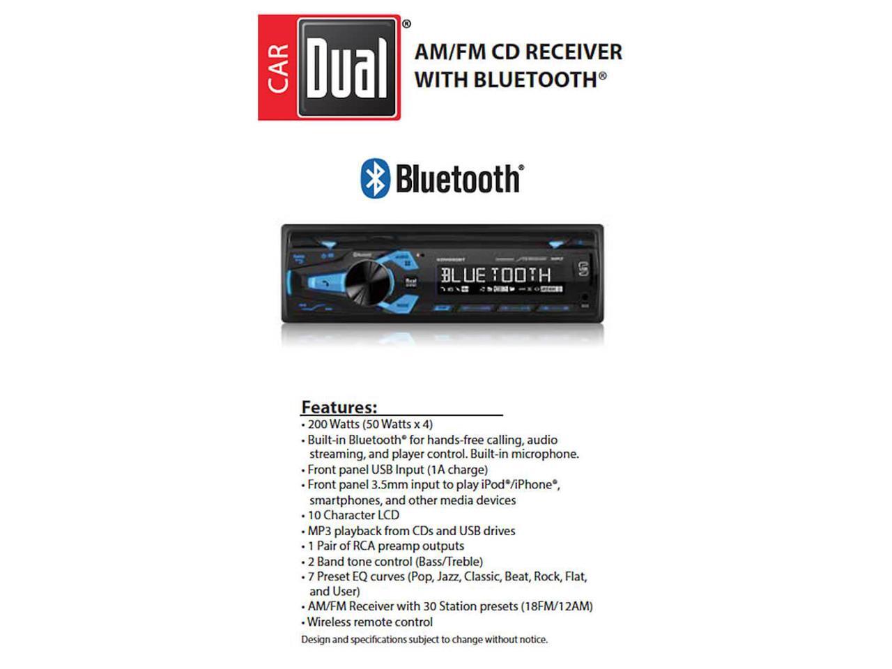 Dual CD Receiver With Bluetooth 3.5mm Aux and USB inputs XDM280BT