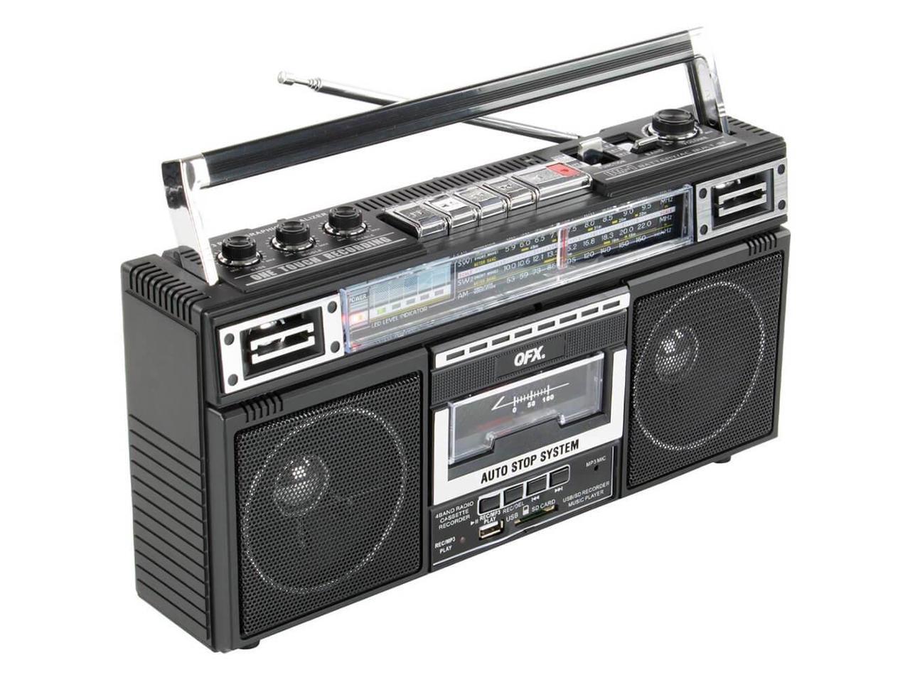 qfx rerun x radio and cassette to mp3 converter - black