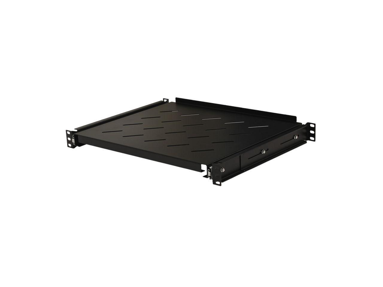 Navepoint Sliding Rack Vented Server Shelf 1U 19" 4 Post Rack Mount 13.