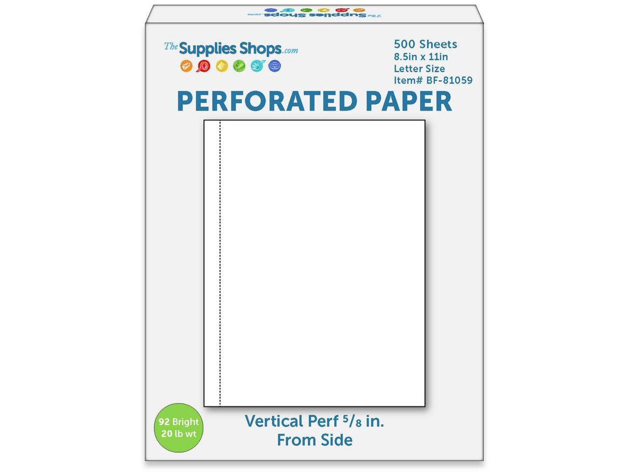 Perforated Paper 58 Perforation Along 11 Side Vertical On White 20 Letter Size Copy Paper 9277