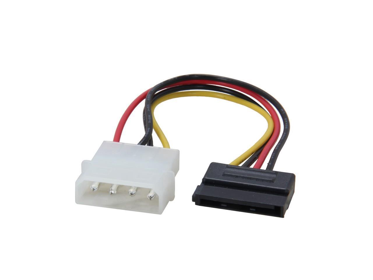 6 inches Molex 4-pins LP4 Male to SATA 15-pins Power Adapter Converter ...