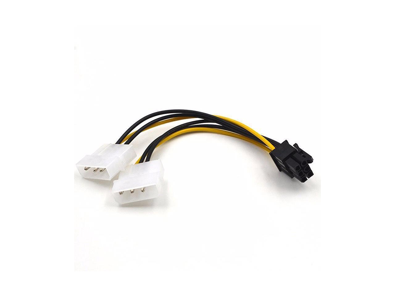 6 inch 6-Pin PCI Express to 2 x IDE Molex 4 pin LP4 Graphics Video Card ...