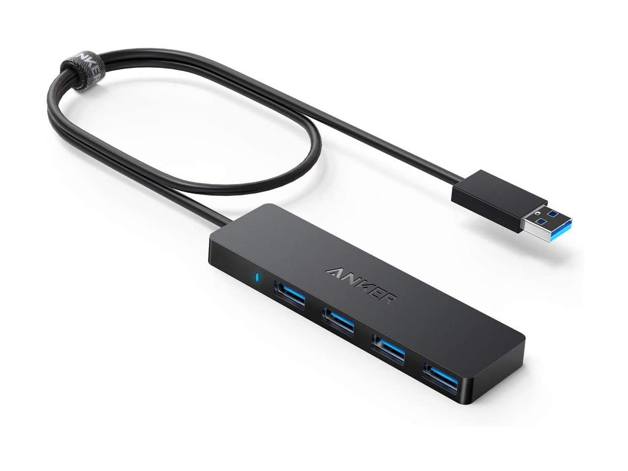 4-Port USB 3.0 Hub 5Gbps Portable Compact for PC Mac Laptop Notebook Desktop USA 