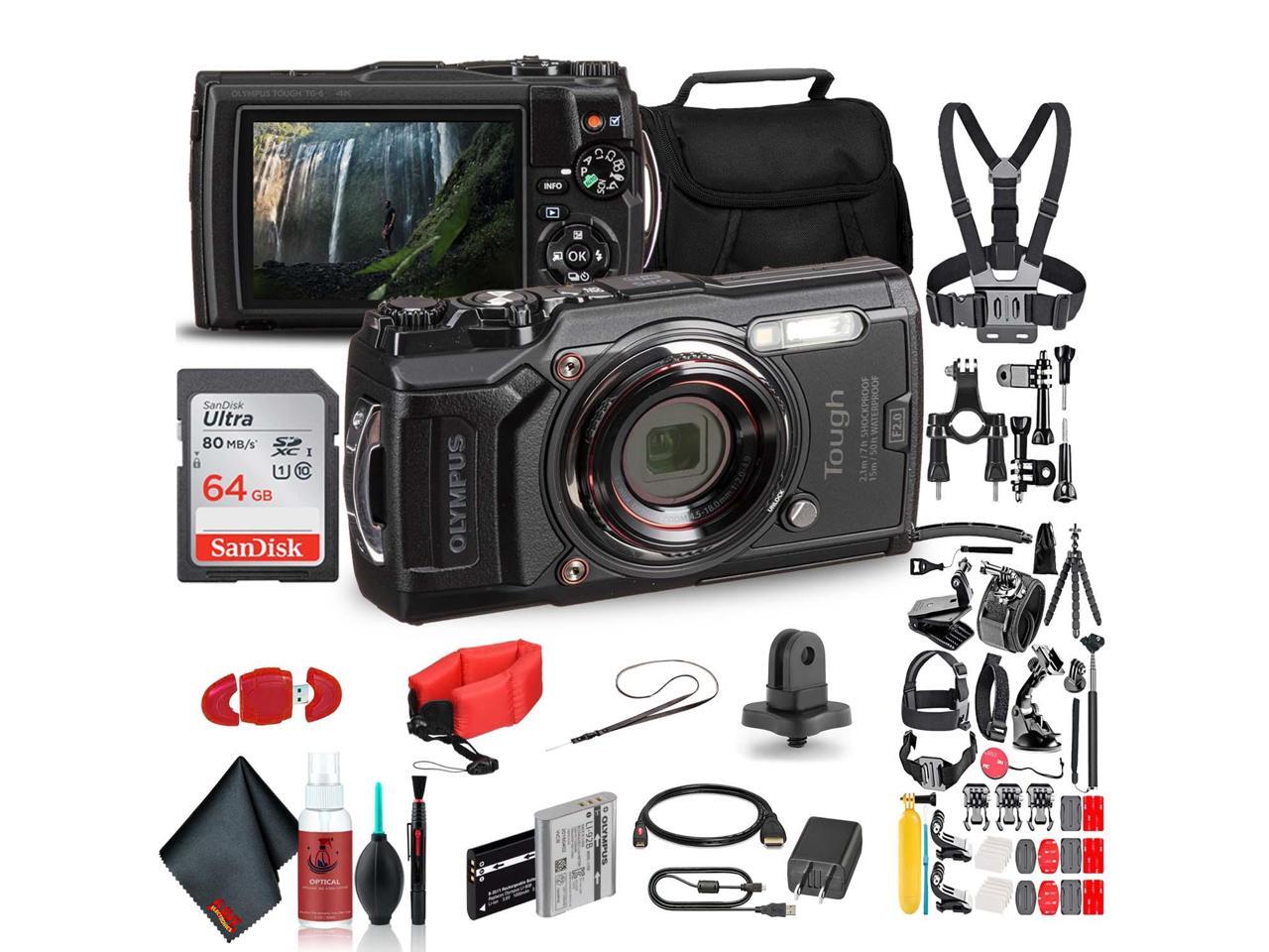 Olympus Tough TG6 Waterproof Camera (Black) Action Bundle With 50