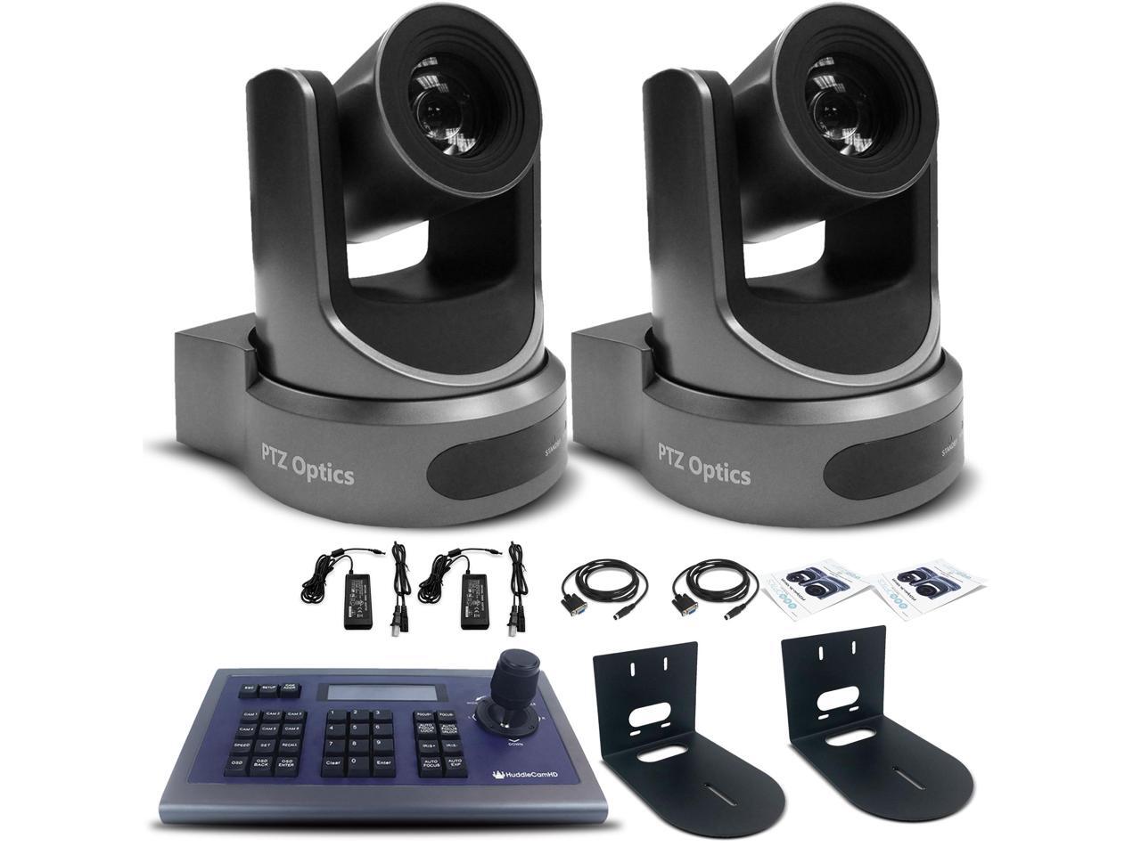 2 x PTZOptics 30XNDI Camera + HuddleCam Controller Mount