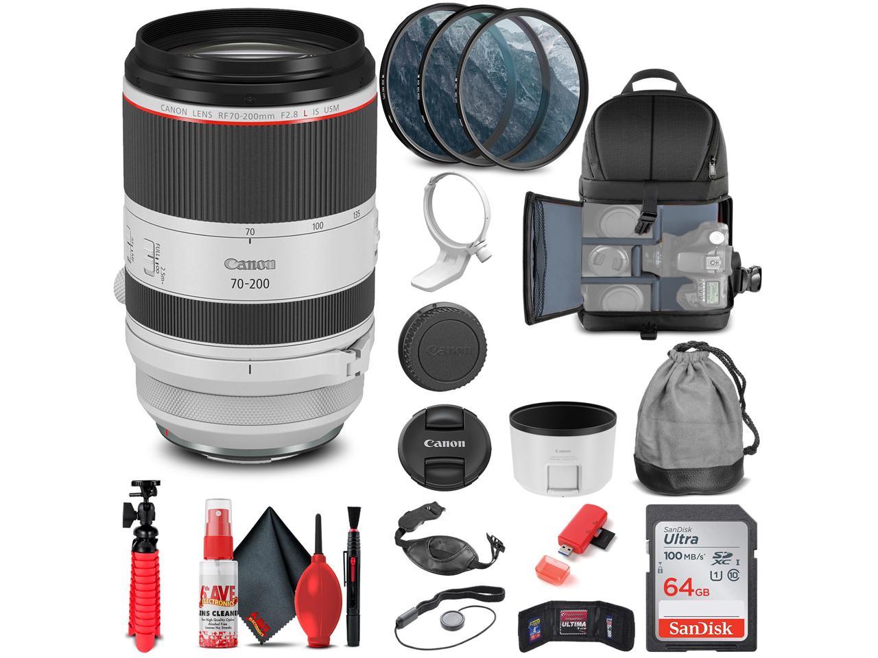 Monopod More Filter Kit Camera Backpack Canon EF 70-200mm f/2.8L is III USM Lens Bundle with Two Ritz Gear 32GB U3 Extreme Pro SD Cards 