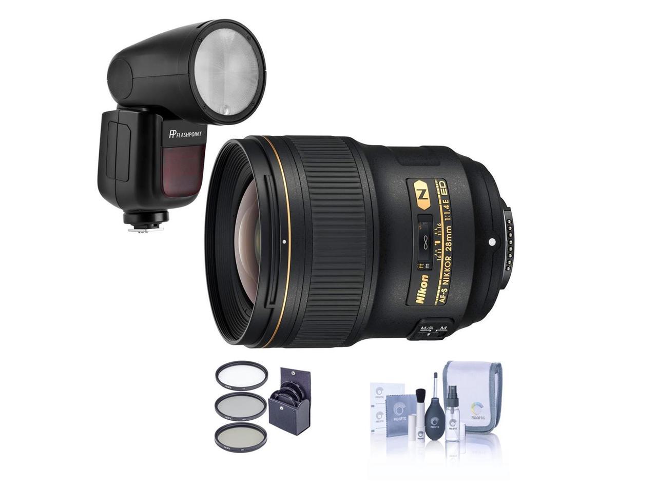 Nikon 28mm f/1.4E AF-S NIKKOR Lens USA Warranty With FP Zoom Li-on X R2  Flash