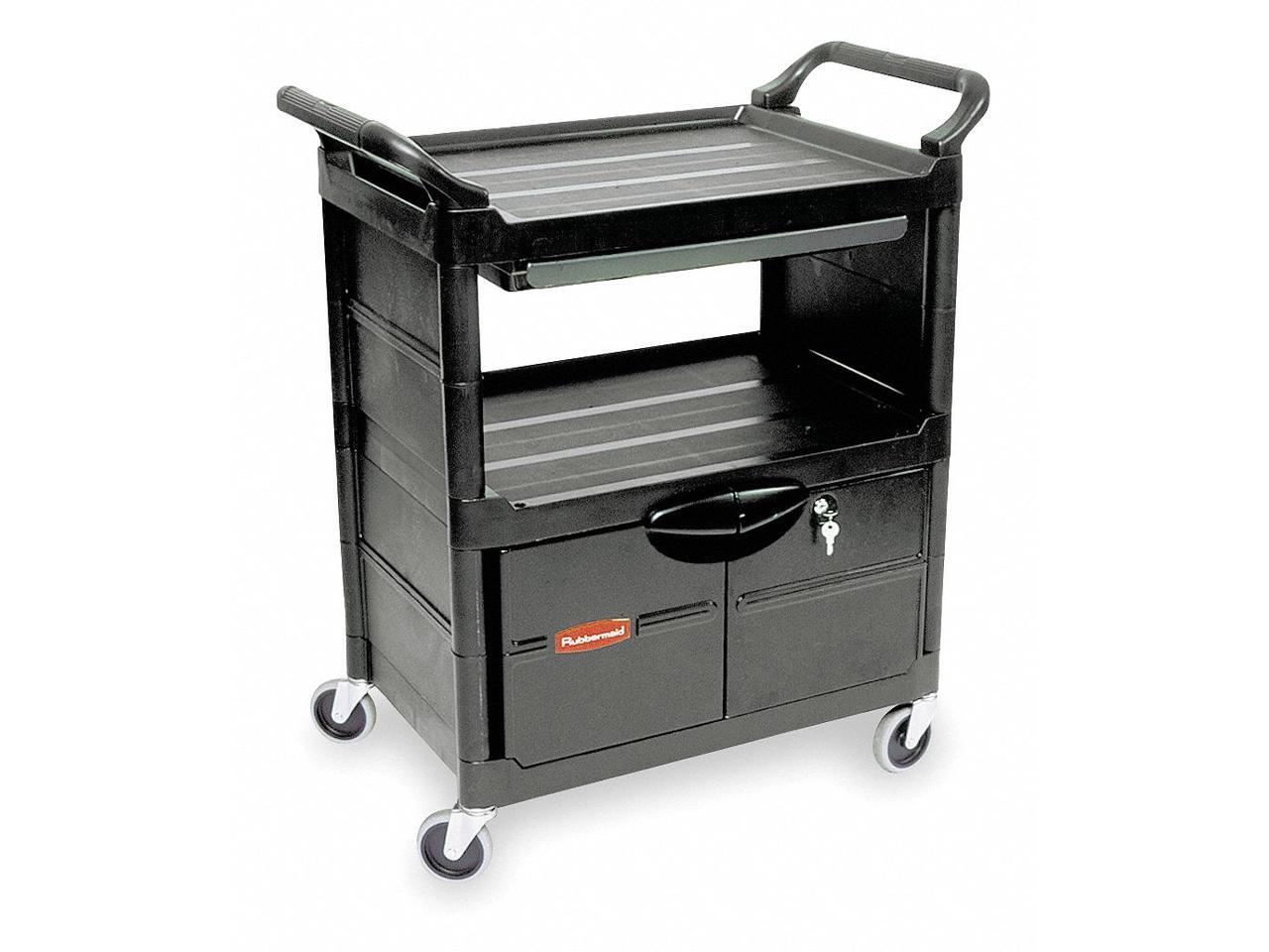 Utility Cart With Locking Doors, TwoShelf, 335/8w X 185/8d X 373/4h