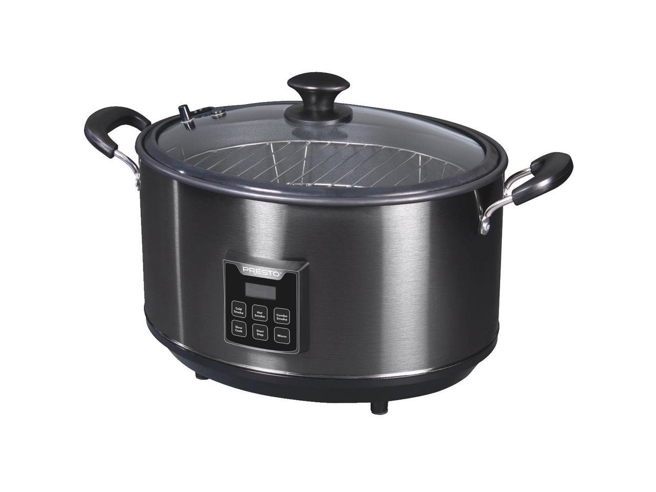 Presto Indoor 500W Electric 1.5gal Smoker and Slow Cooker, Black
