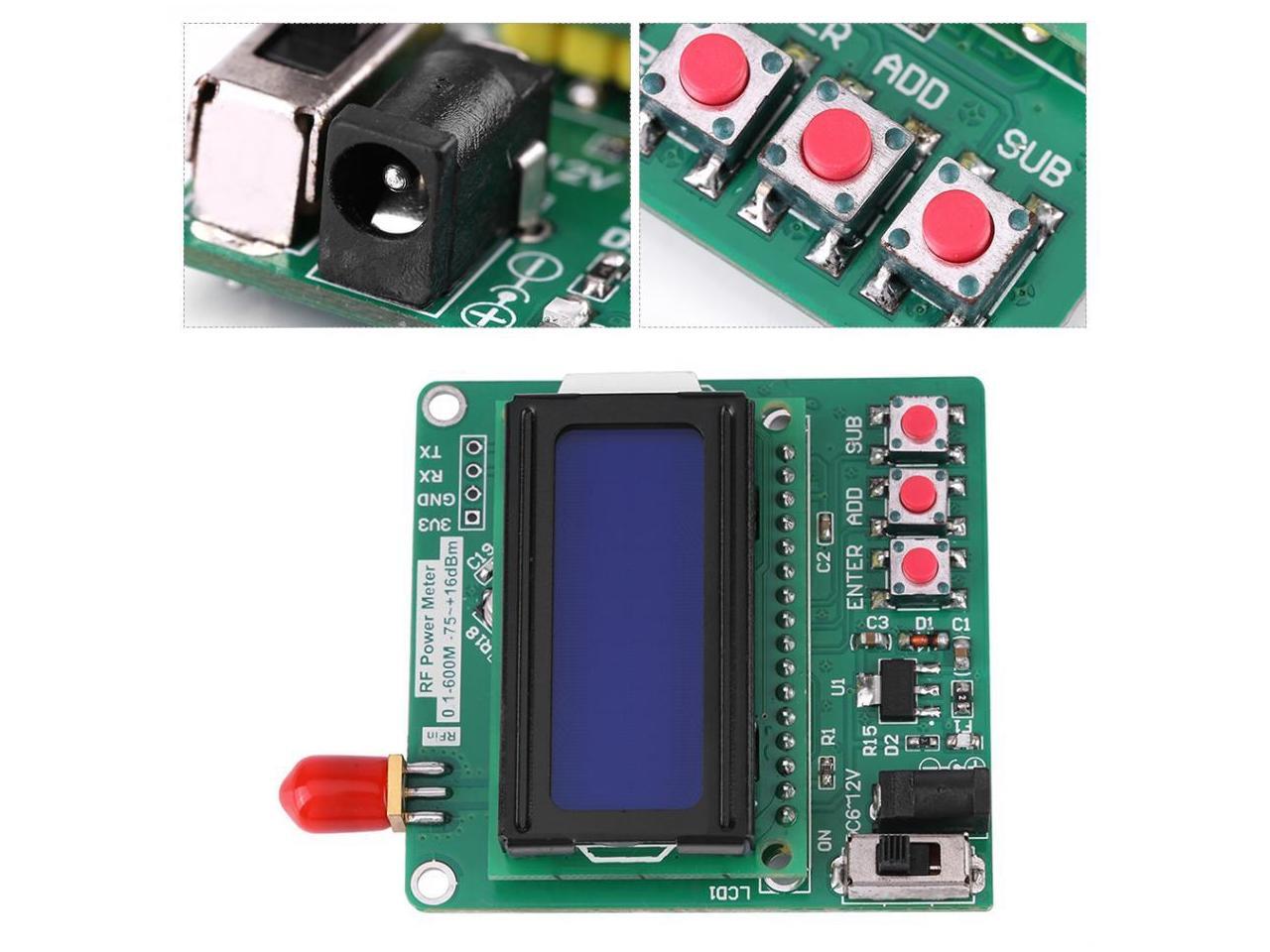 LCD Digital Wattmeter Volt Watt Power Ammeter Voltmeter RF Power Meter 7516 dBm 1600MHz Radio