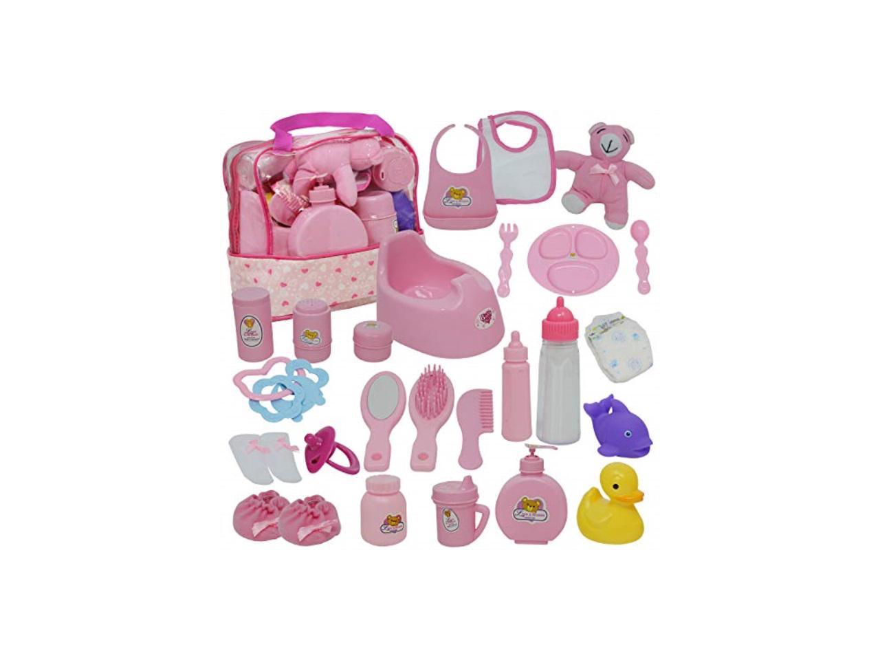 Feeding Set with Accessories Includes Doll Bottles Details about   Baby Doll Diaper Bag Set 